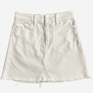 Paige Aideen White Denim Raw Hem Mini Skirt Distressed Size 24 Excellent